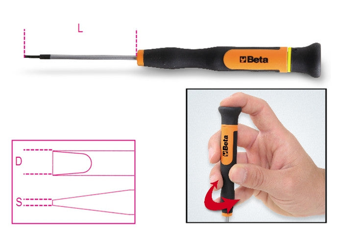 Beta Tools Model 1257Lp  1.2-Micro-Screwdrivers Slotted