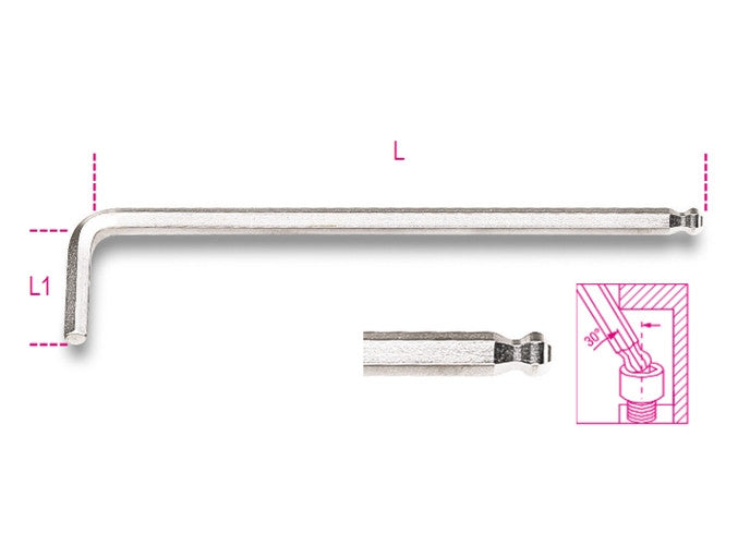 Beta Tools Model 96  Lbp5mm-Ball Head offset Hexagon Key Wrenches