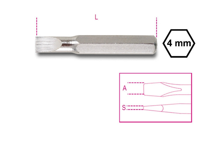 Beta Tools Model 1256  Lp0.4x2.5mm-Bits for Slotted Head Screws