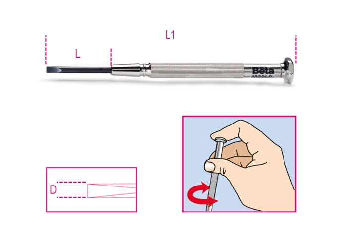 Beta Tools Model 1229  Lp1 0-Micro-Screwdriver Headless Slotted