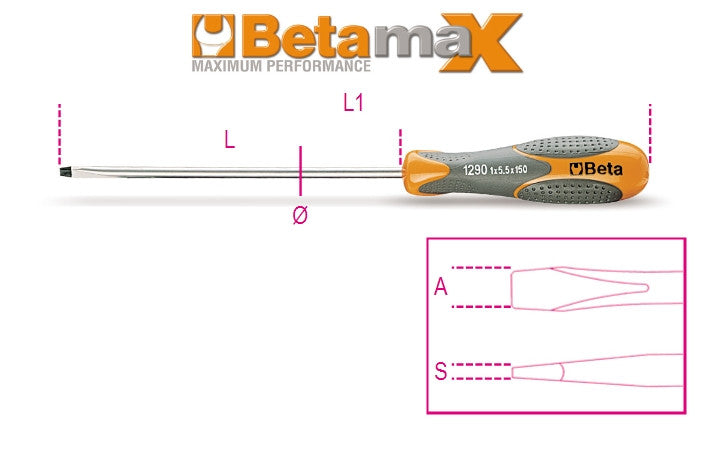 Beta Tools Model 1290  3 5X100-Screwdrivers Slotted Head