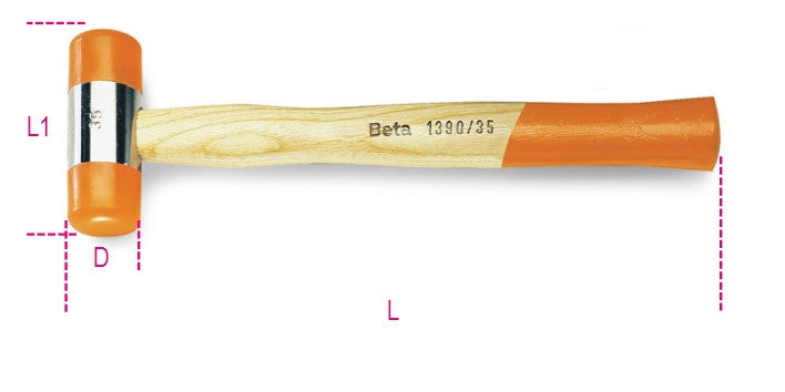 Beta Tools Model 1390  45mm-Soft Face Hammers Wooden