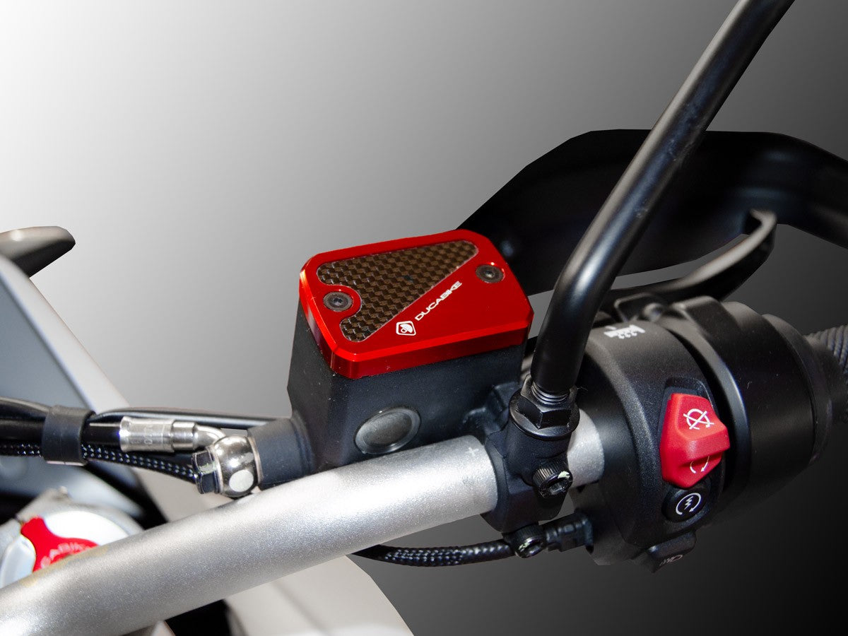 DBK Special Parts (Ducabike) Billet Front Brake & Clutch Reservoir Caps for the Ducati Scrambler 1100 / 800 (2020+) and DesertX